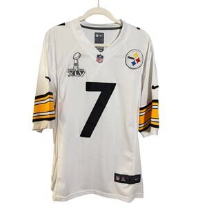0180 Nike On Field Pittsburgh Steelers Roethlisberger 7 Super Bowl XLV Jersey L